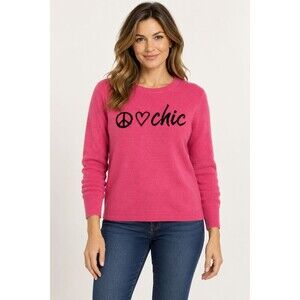 Chico’s Size 2 Pink Peace Love Chic Sweater Wool Cashmere Blend